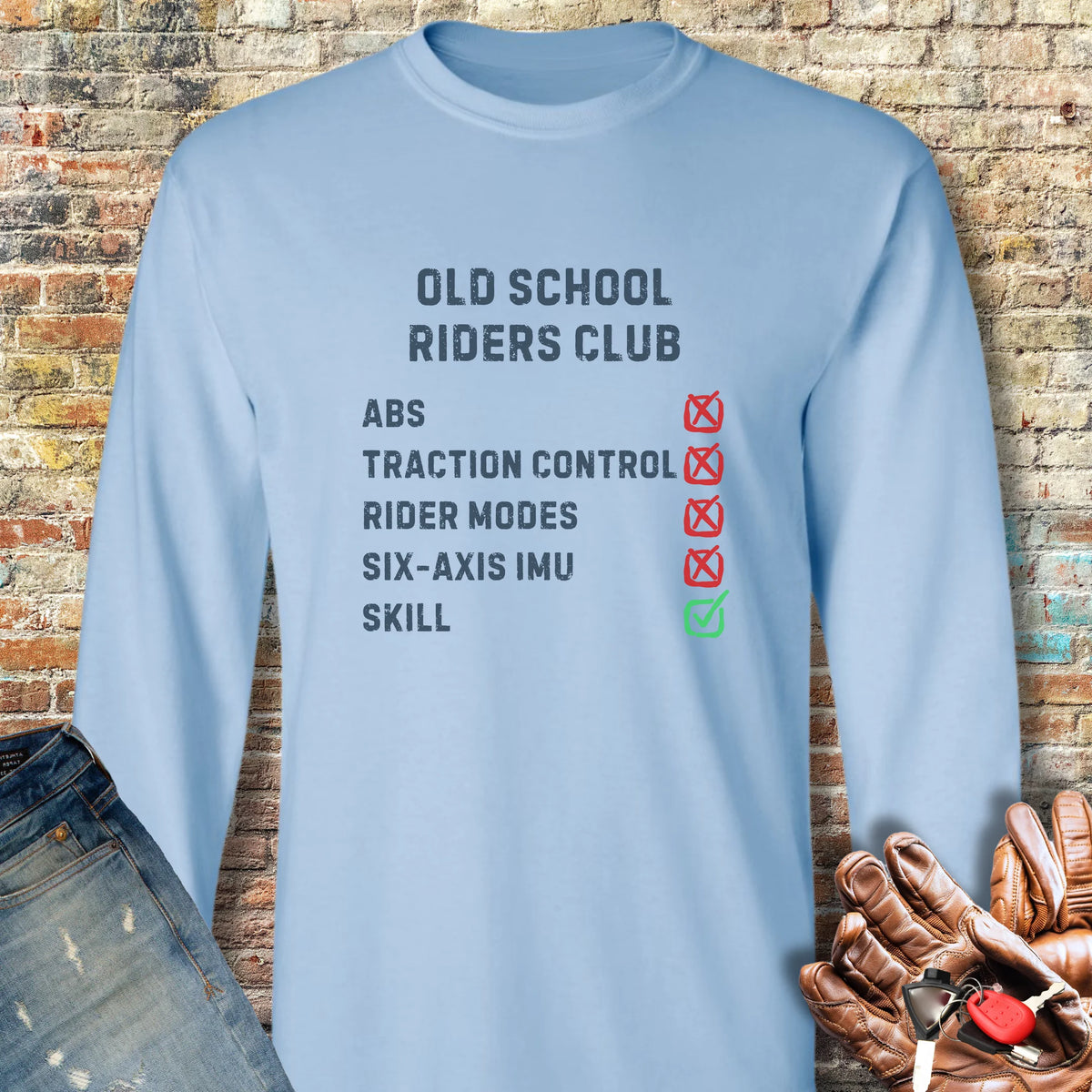 Checkbox Long Sleeve T-Shirt - Light Blue