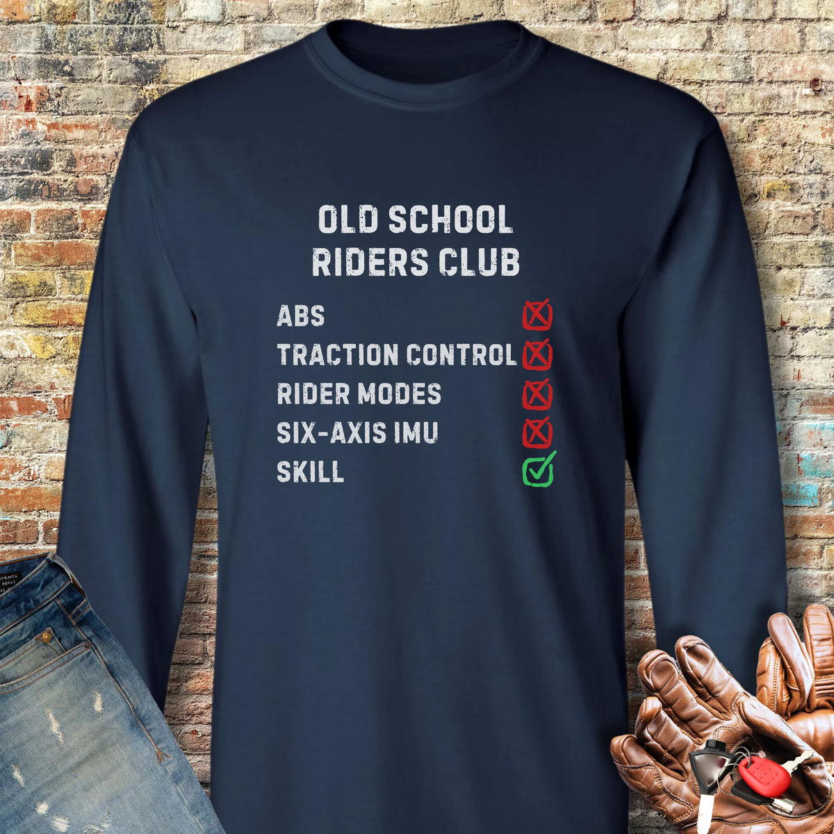 Checkbox Long Sleeve T-Shirt - Navy