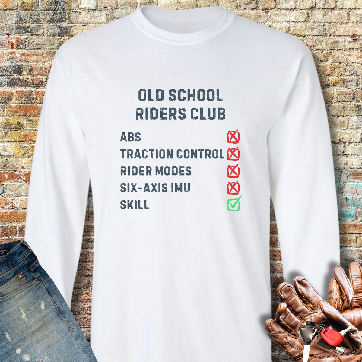 Checkbox Long Sleeve T-Shirt - White