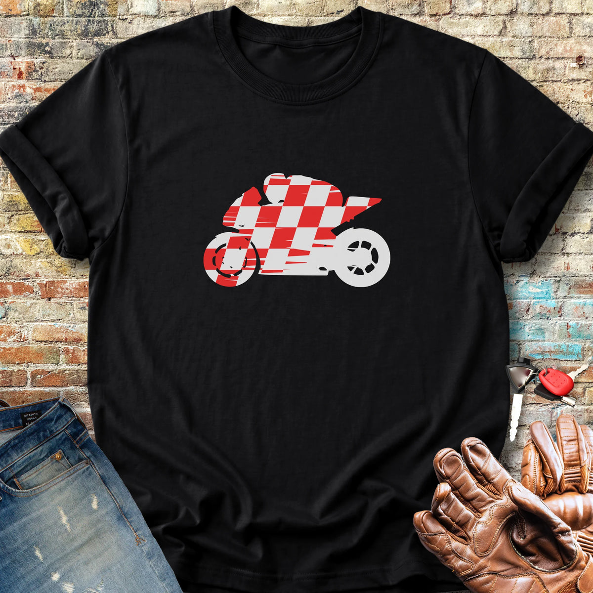 Chequered Racer Classic T-Shirt - Black