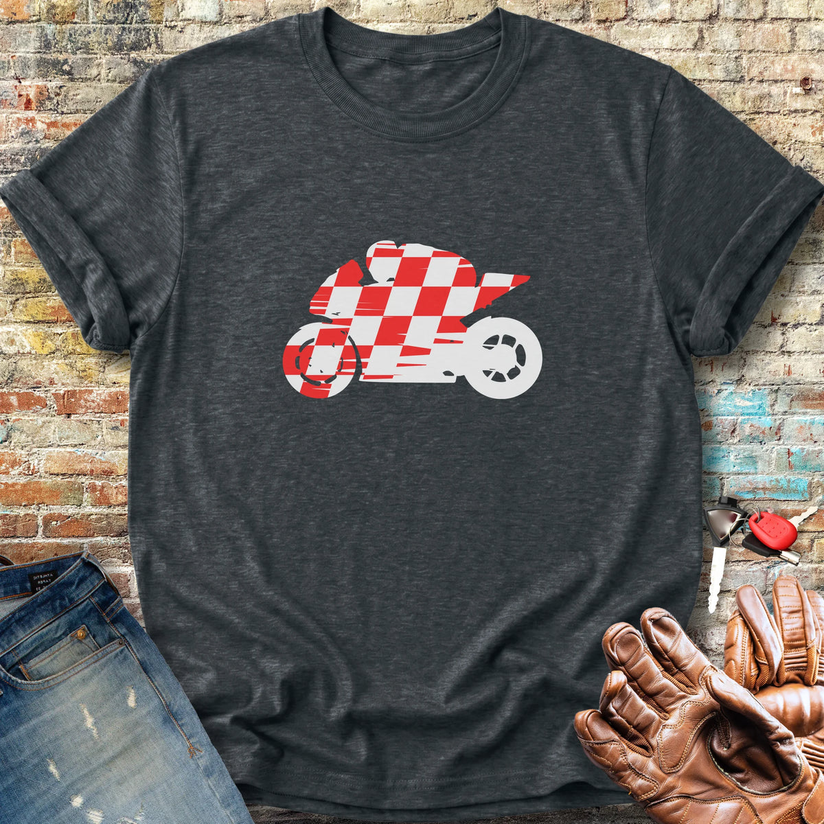 Chequered Racer Classic T-Shirt - Dark Heather