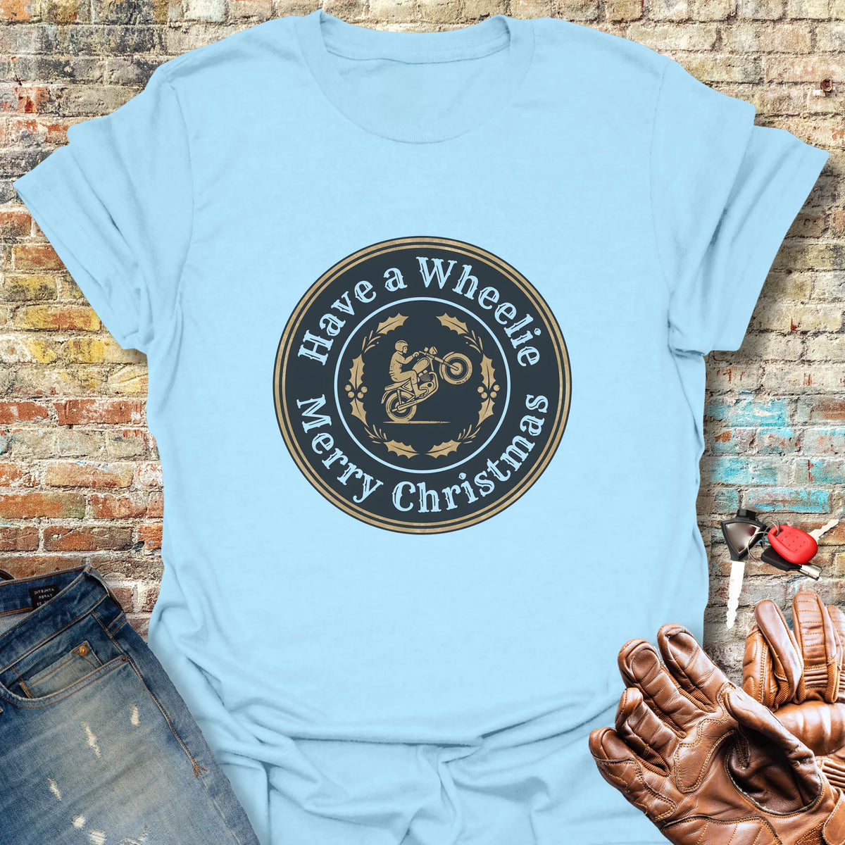 Christmas Badge Softstyle T-Shirt - Light Blue