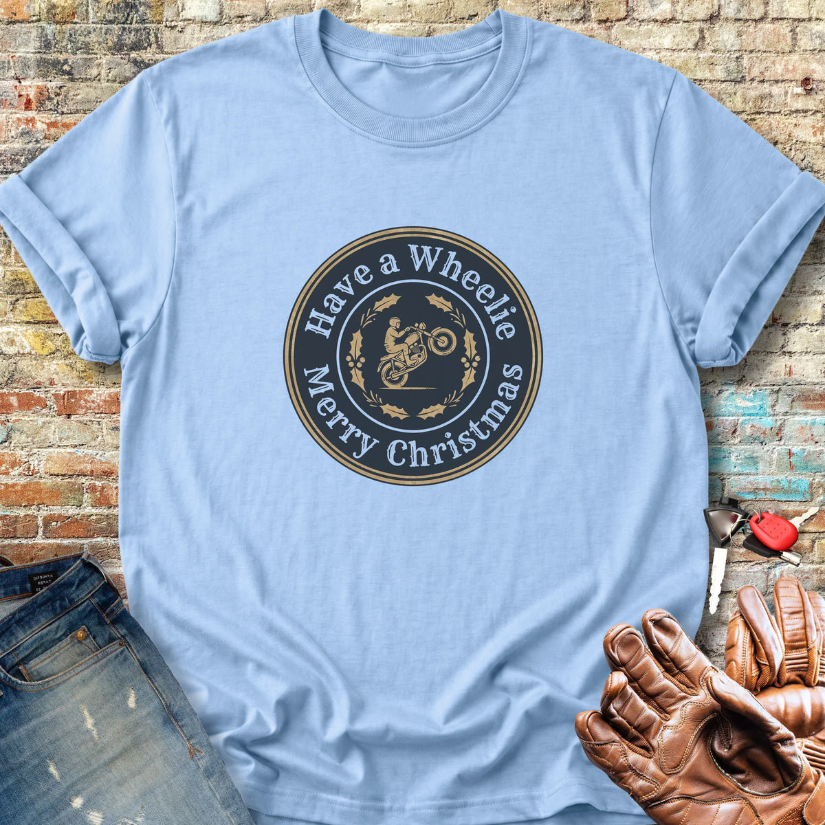 Christmas Badge Classic T-Shirt - Light Blue