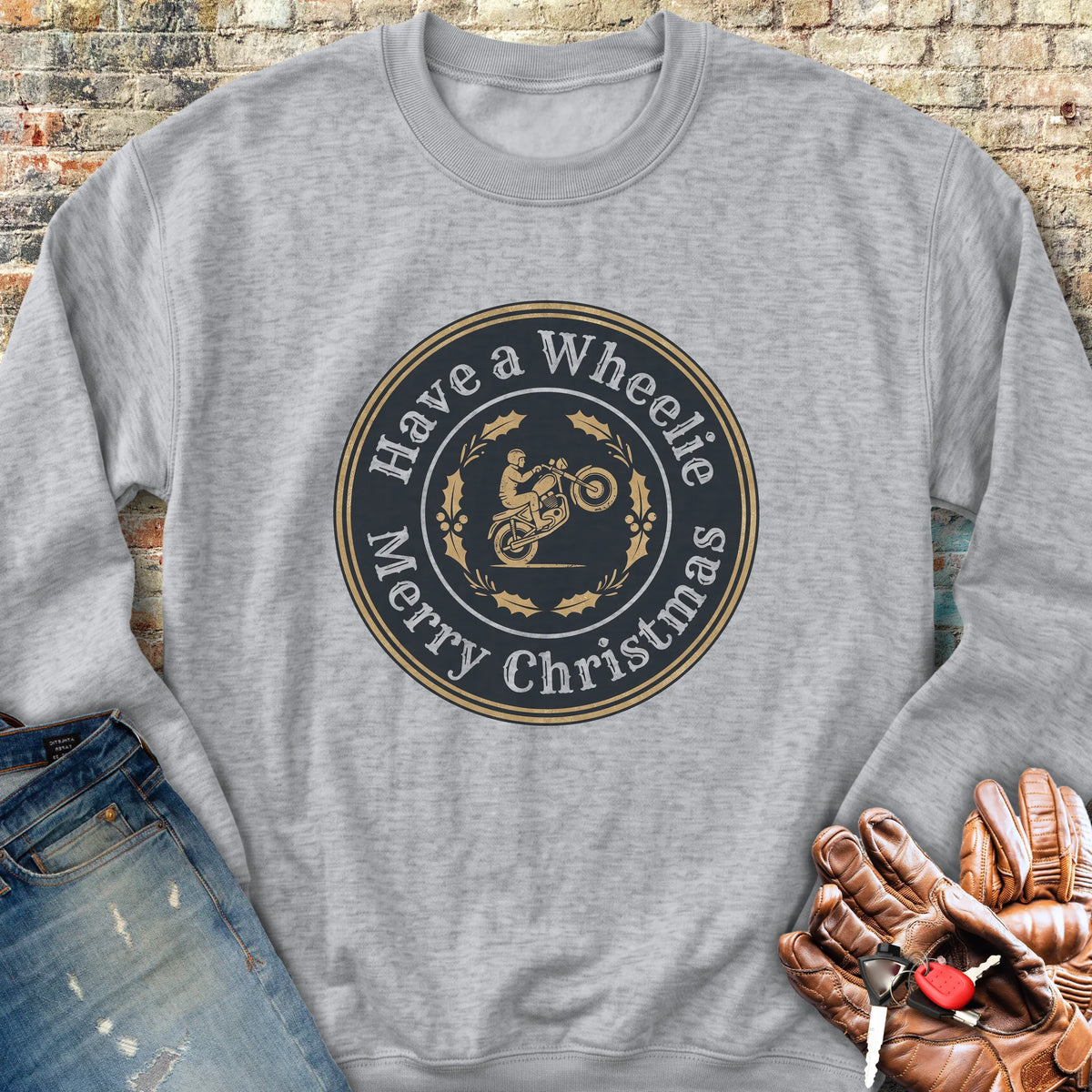 Christmas Badge Sweatshirt - Sport Grey