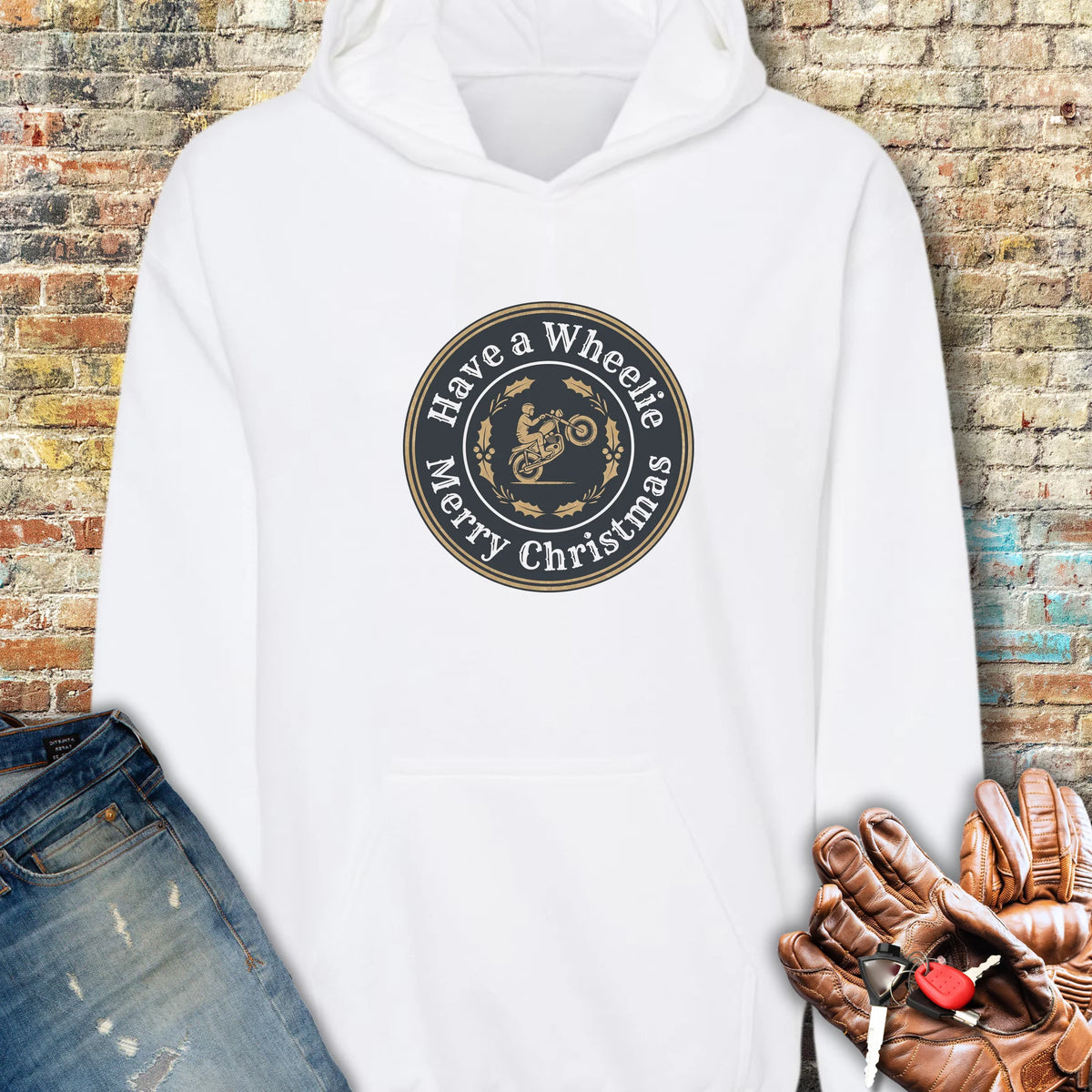Christmas Badge Hoodie - White