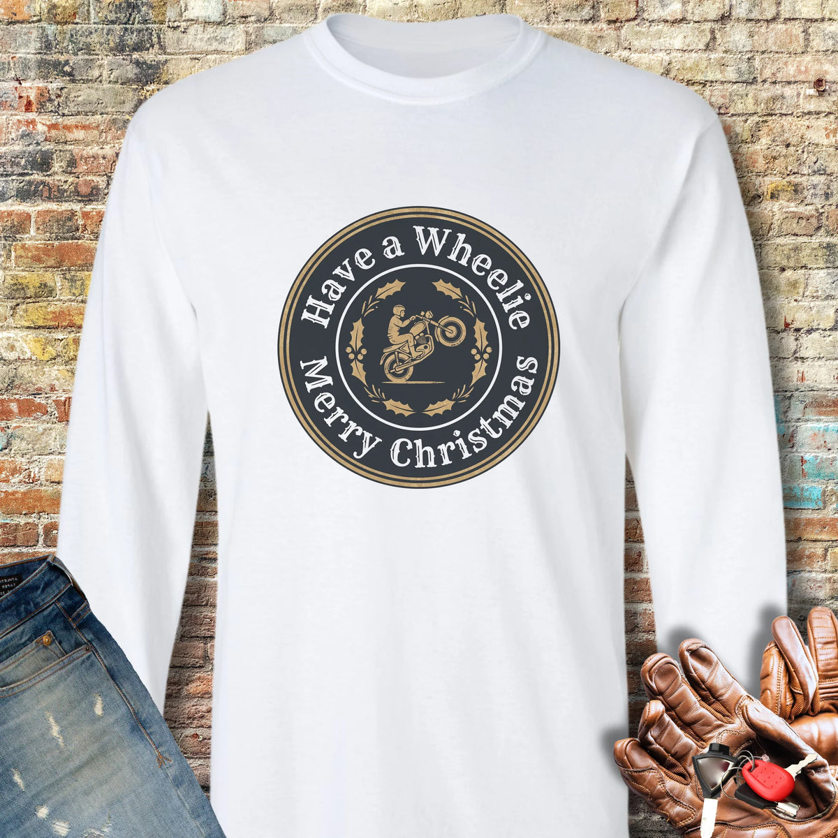 Christmas Badge Long Sleeve T-Shirt - White