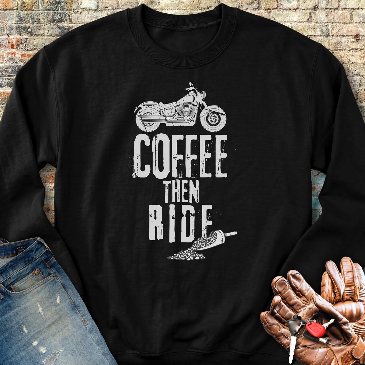 Coffee Then Ride (Cruiser) Sweatshirt - Black