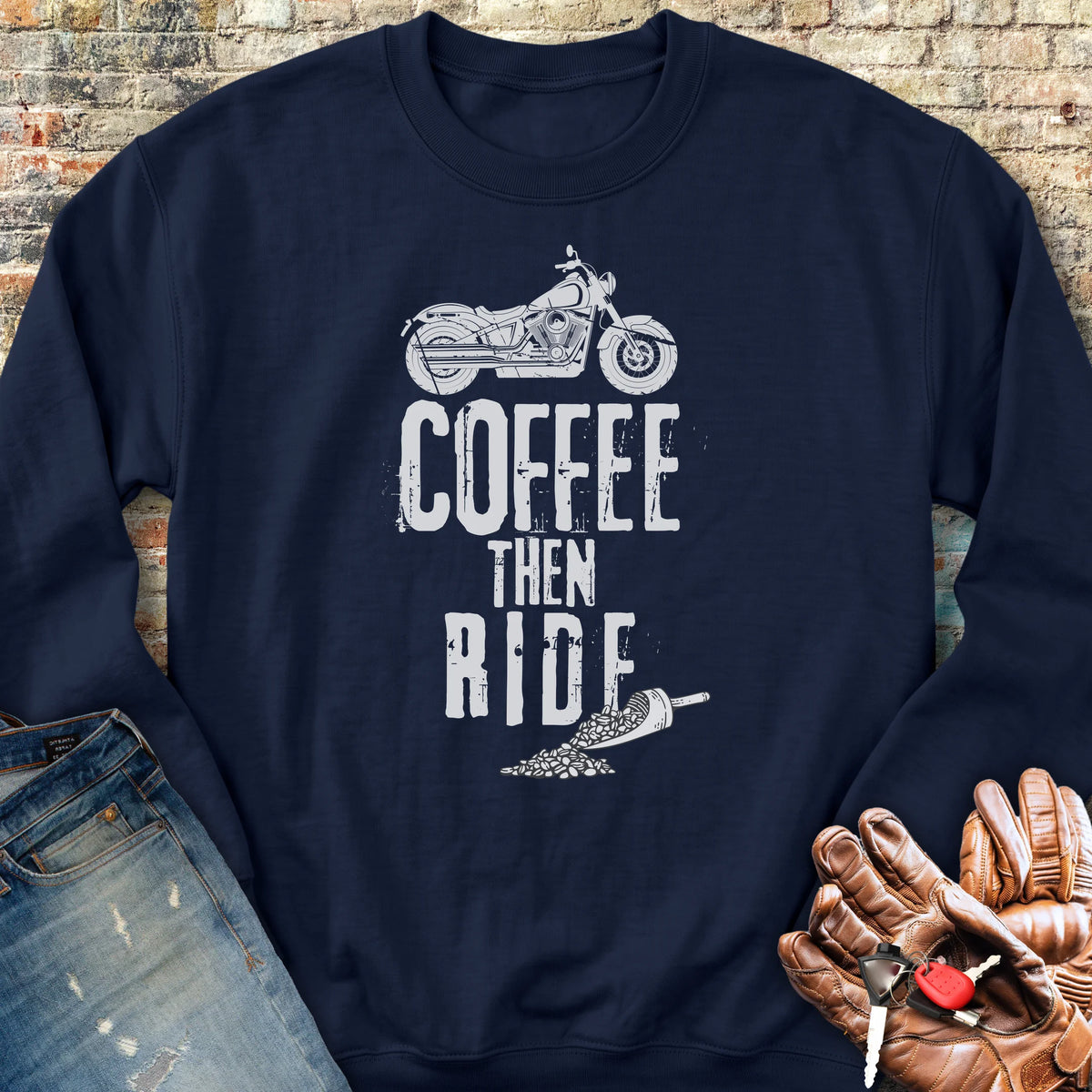 Coffee Then Ride (Cruiser) Sweatshirt - Navy