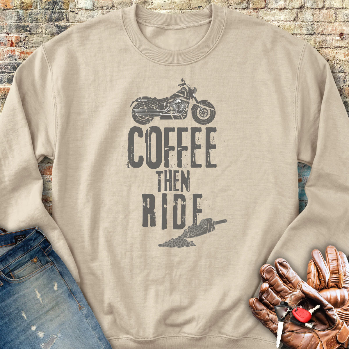 Coffee Then Ride (Cruiser) Sweatshirt - Sand