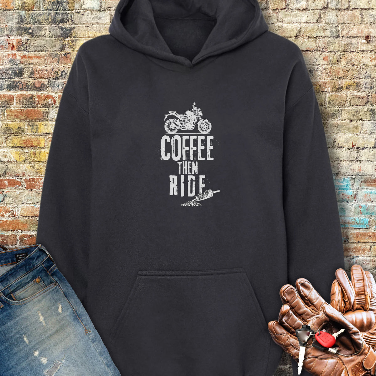 Coffee Then Ride (Street) Hoodie - Black