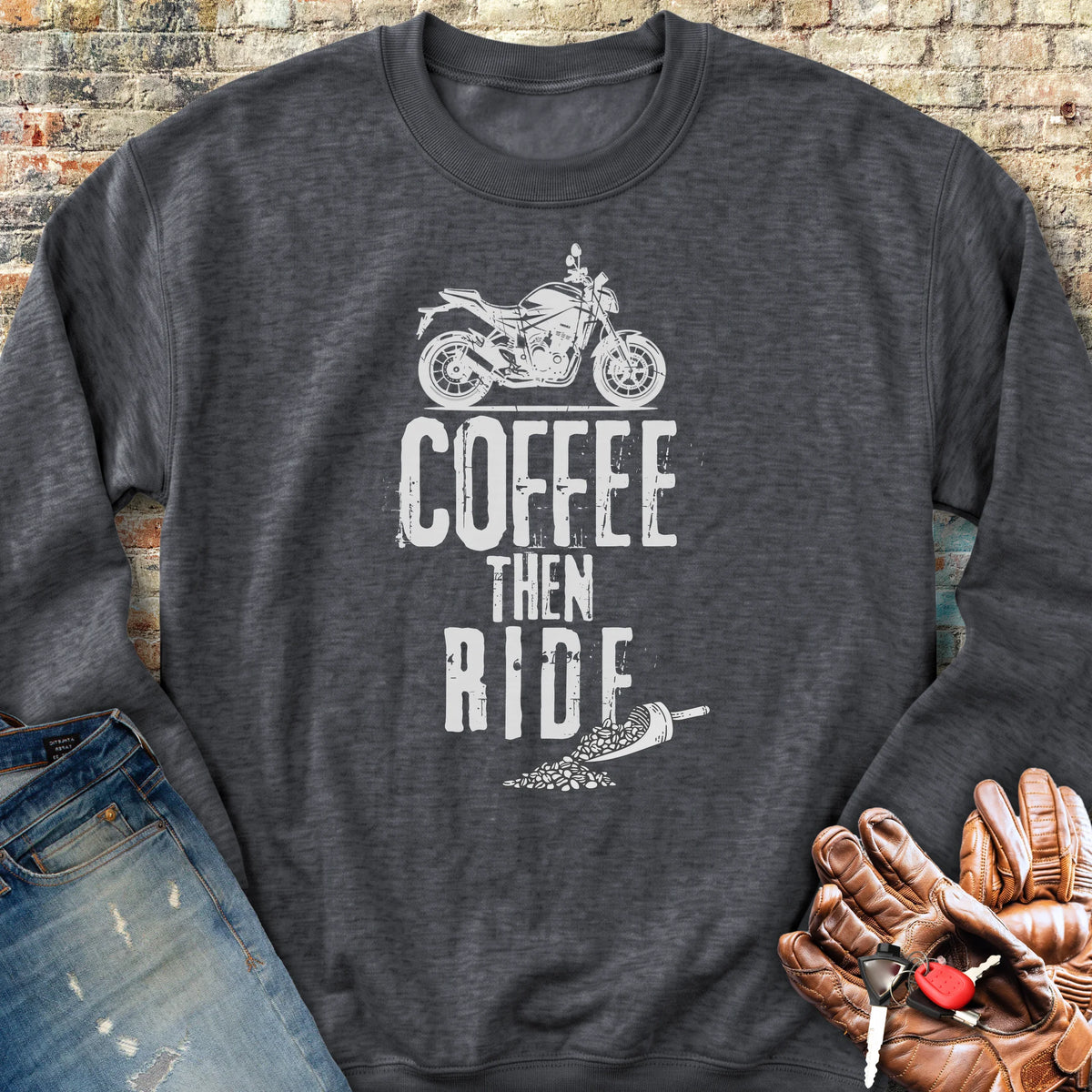 Coffee Then Ride (Street) Sweatshirt - Dark Heather
