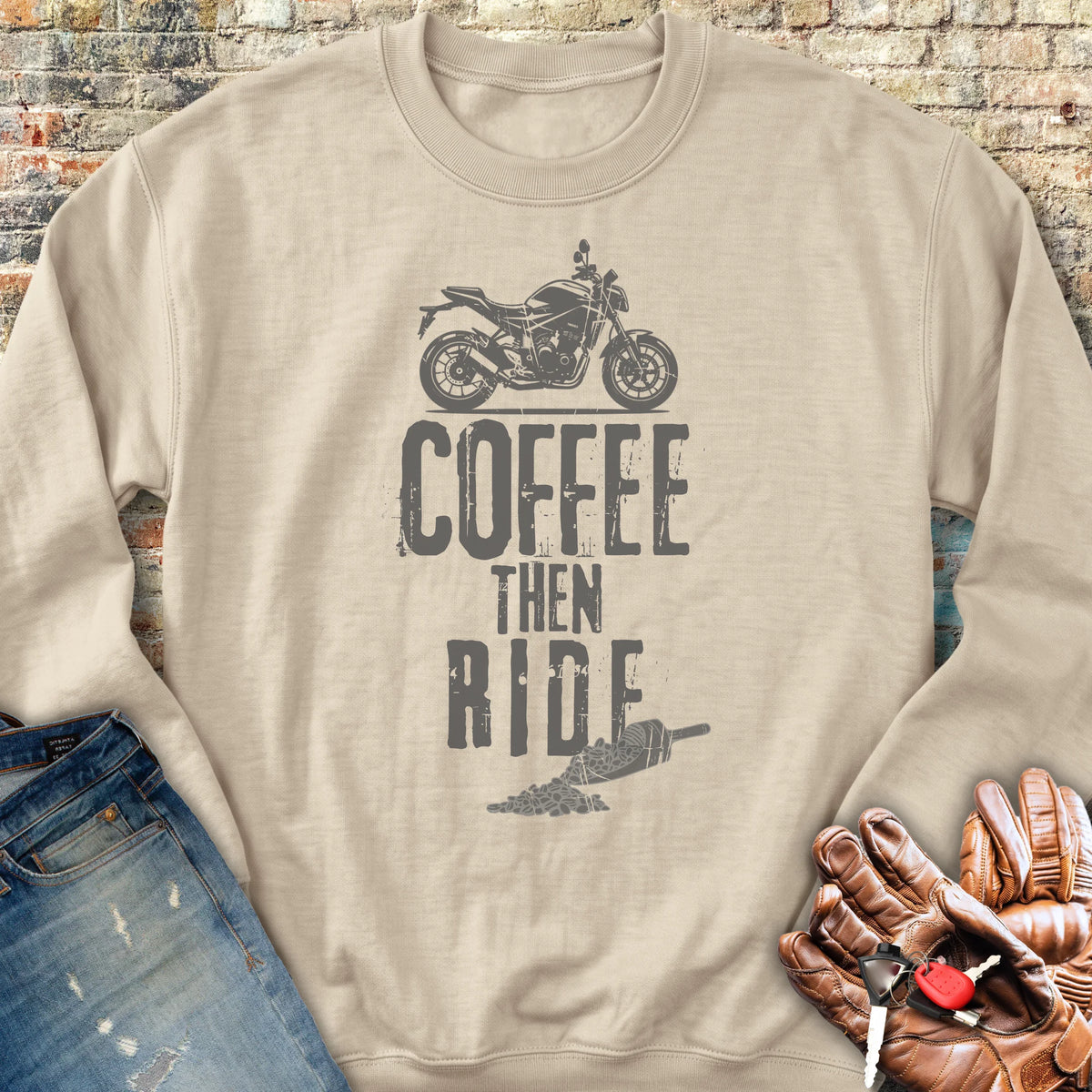 Coffee Then Ride (Street) Sweatshirt - Sand