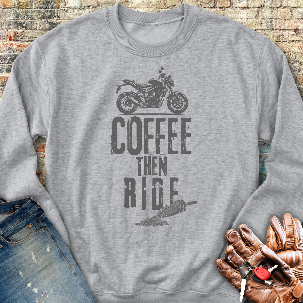 Coffee Then Ride (Street) Sweatshirt - Sport Grey