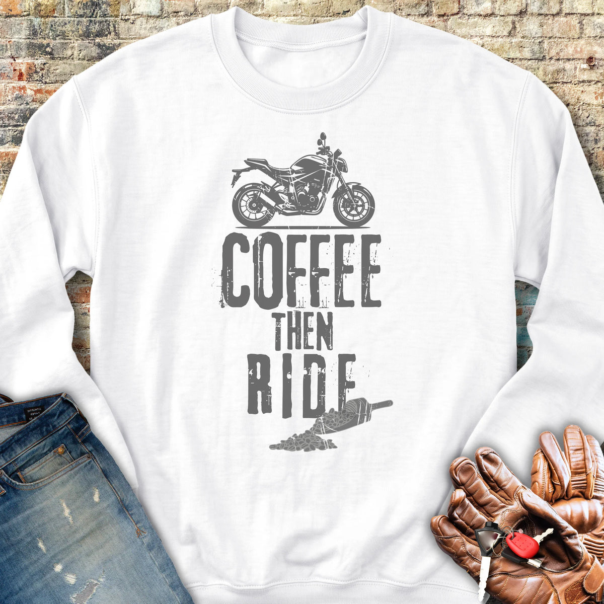 Coffee Then Ride (Street) Sweatshirt - White