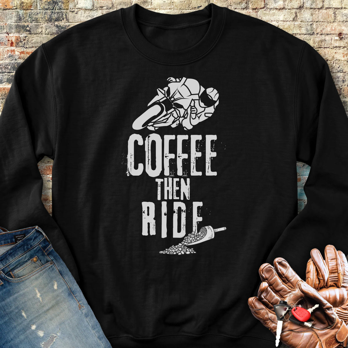 Coffee Then Ride (Sport) Sweatshirt - Black