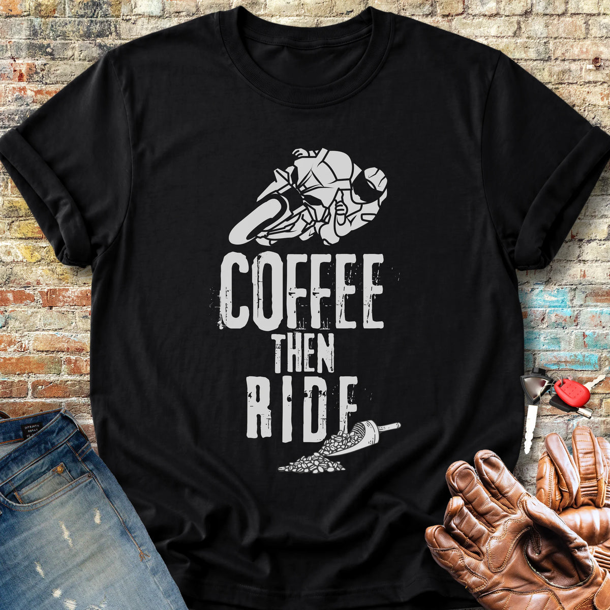Coffee Then Ride (Sport) Classic T-Shirt - Black