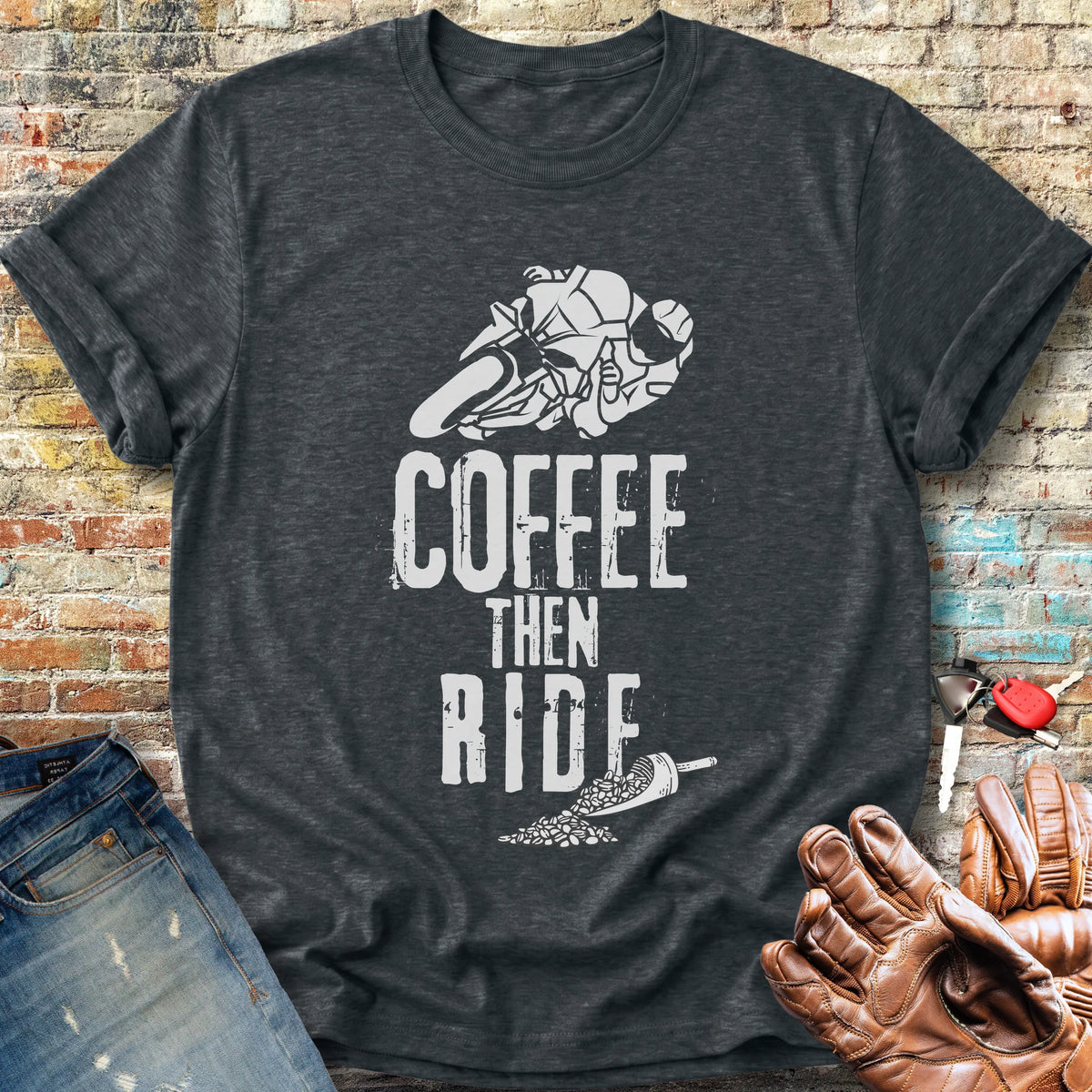 Coffee Then Ride (Sport) Classic T-Shirt - Dark Heather