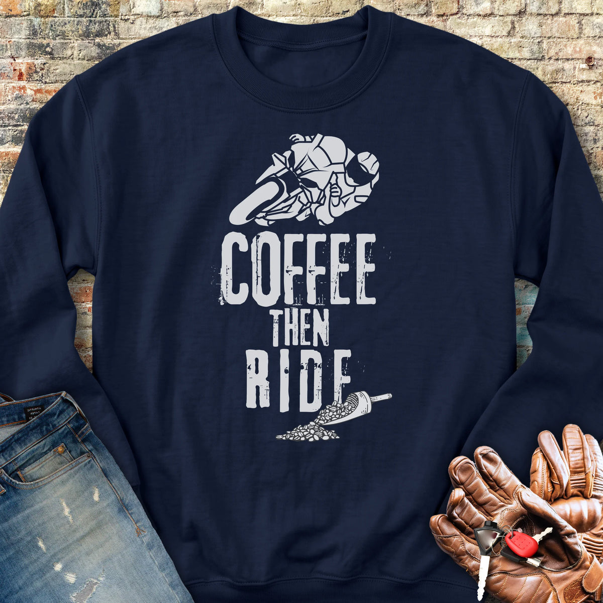 Coffee Then Ride (Sport) Sweatshirt - Navy