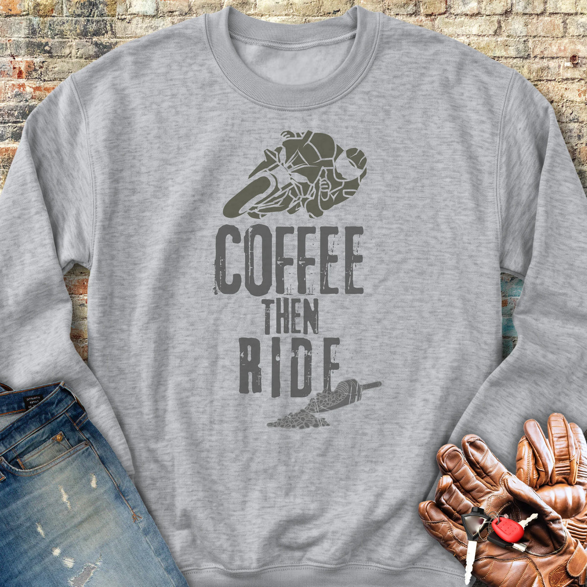 Coffee Then Ride (Sport) Sweatshirt - Sport Grey