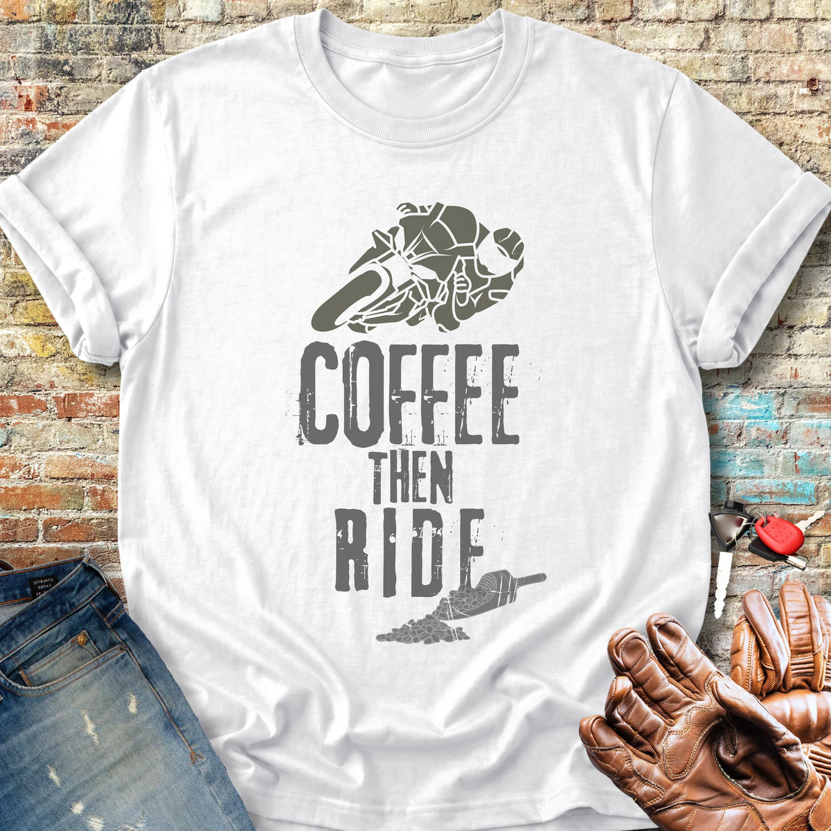 Coffee Then Ride (Sport) Classic T-Shirt - White