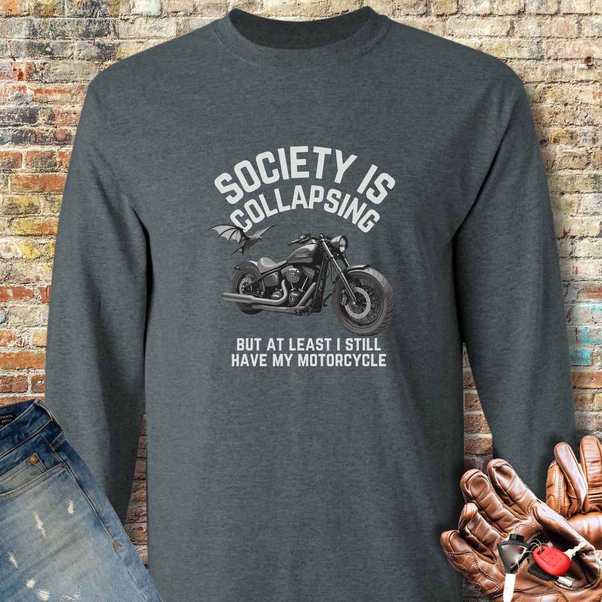 Collapsing Long Sleeve T-Shirt - Dark Heather