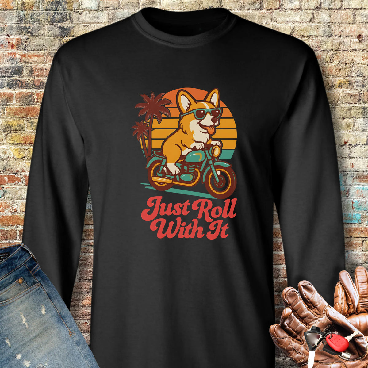 Cool Corgi Long Sleeve T-Shirt - Black