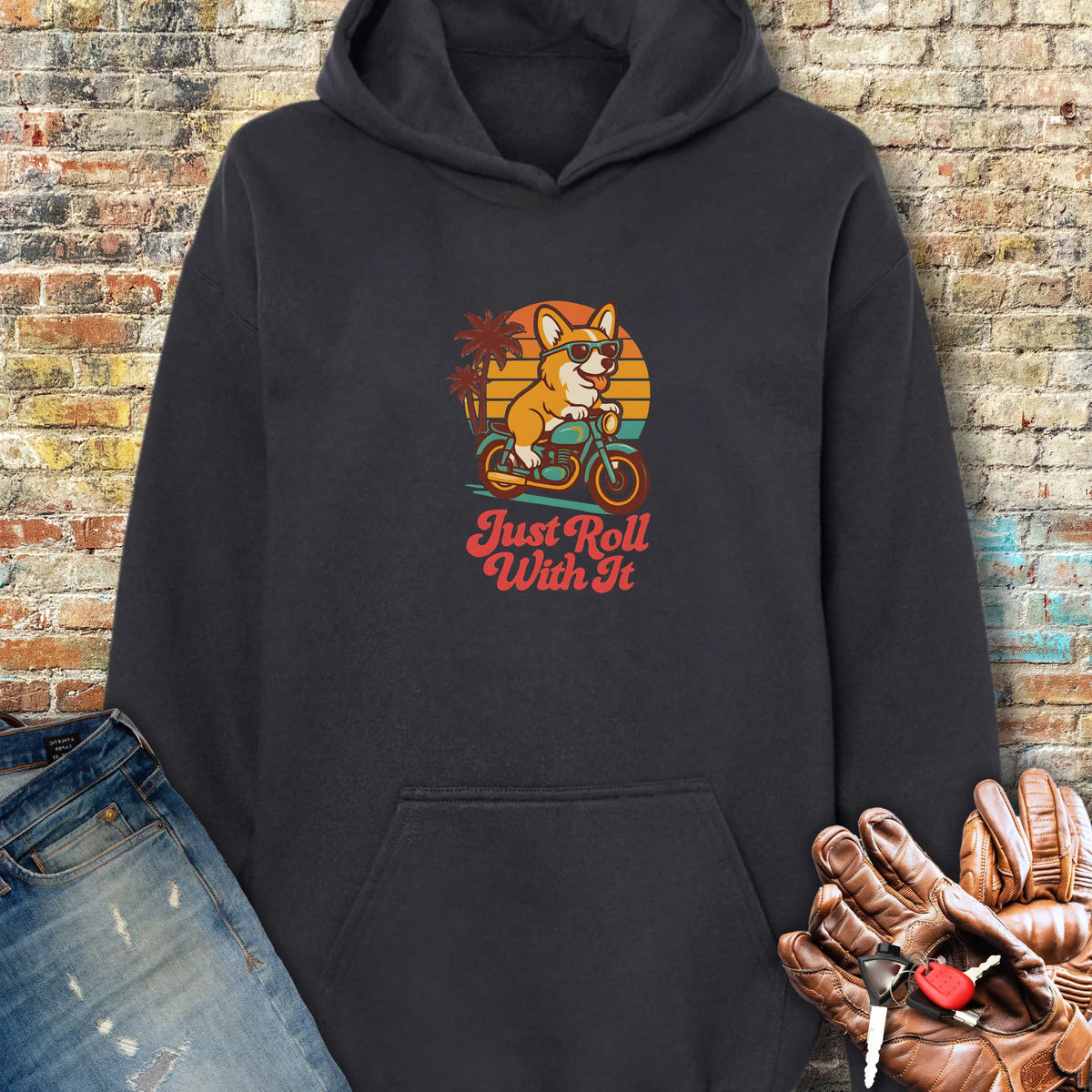 Cool Corgi Hoodie - Black