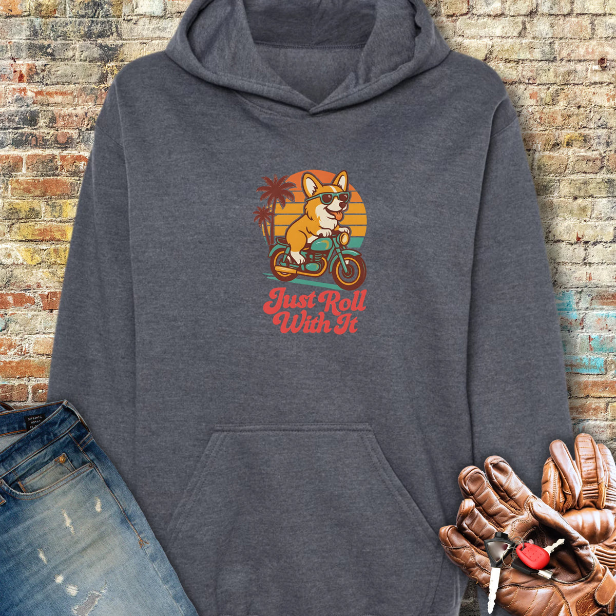Cool Corgi Hoodie - Dark Heather