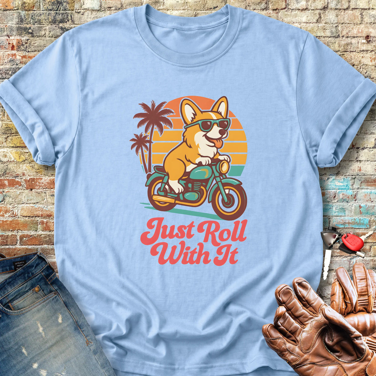 Cool Corgi Classic T-Shirt - Light Blue