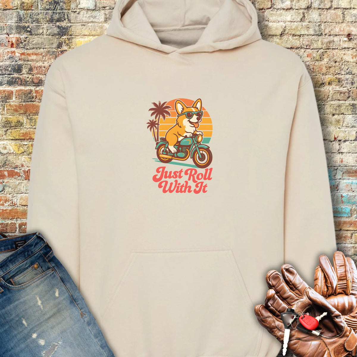 Cool Corgi Hoodie - Sand