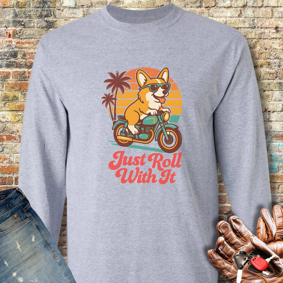 Cool Corgi Long Sleeve T-Shirt - Sport Grey