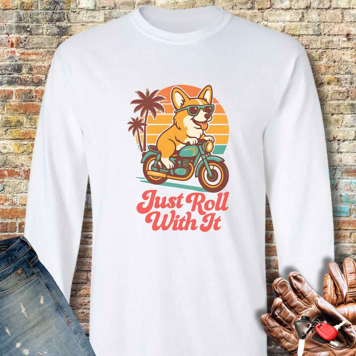 Cool Corgi Long Sleeve T-Shirt - White