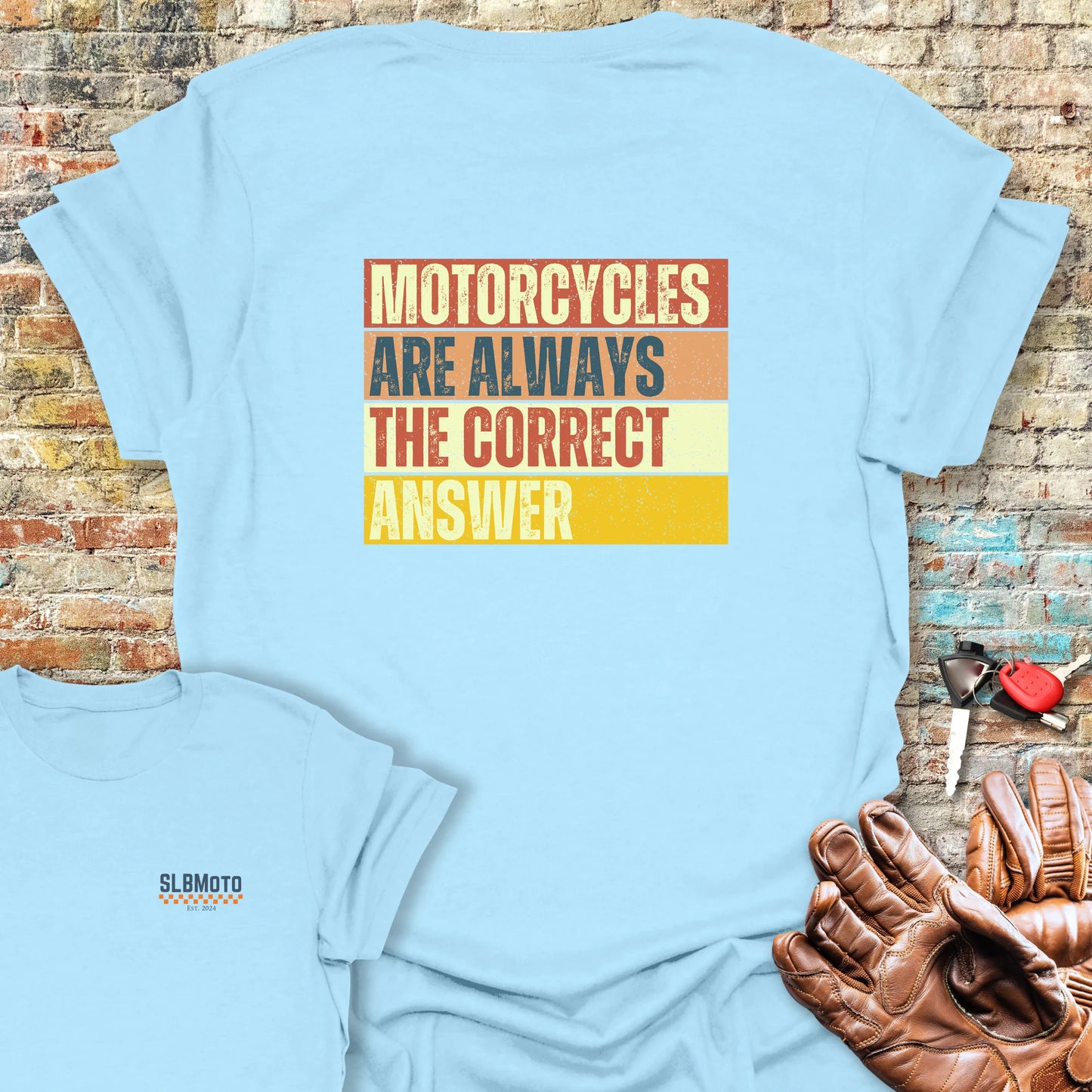 Correct Answer (Block) Back Print T-Shirt - Light Blue
