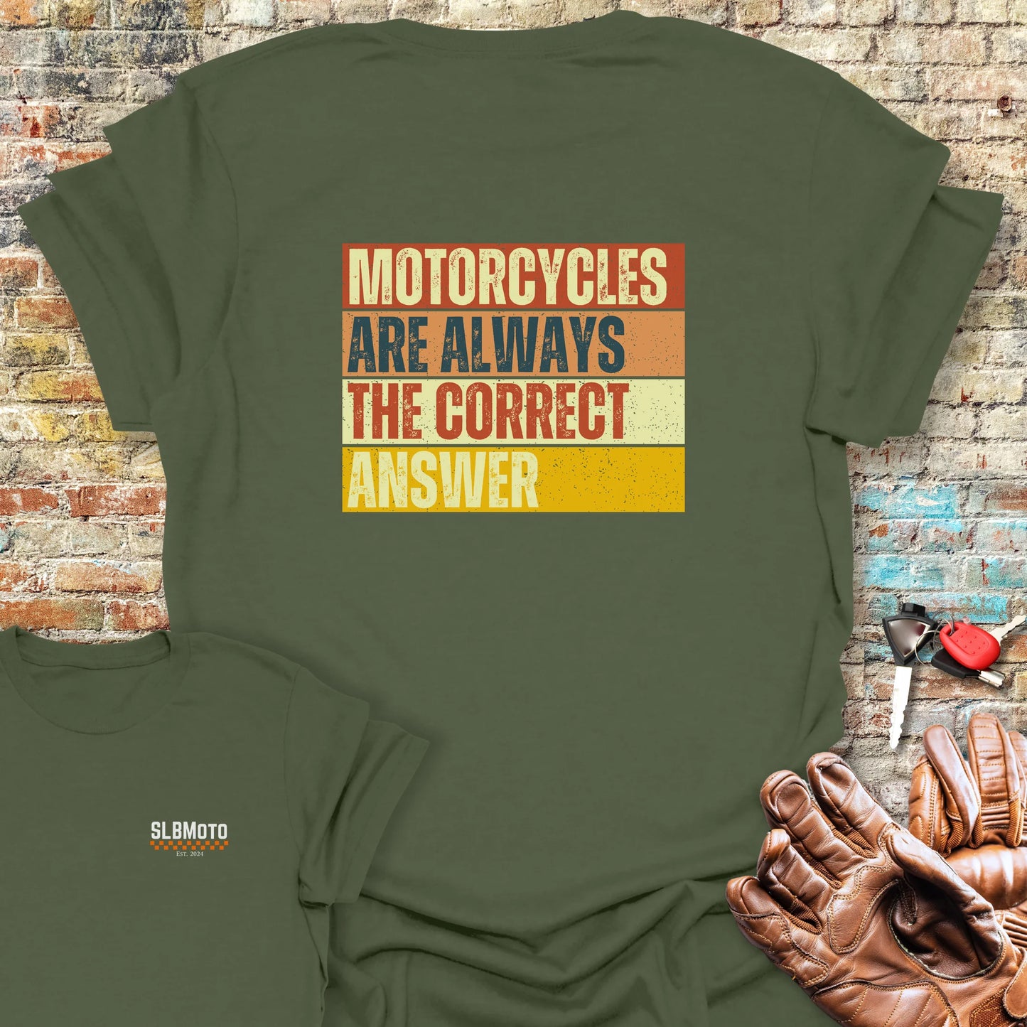 Correct Answer (Block) Back Print T-Shirt - Military Green