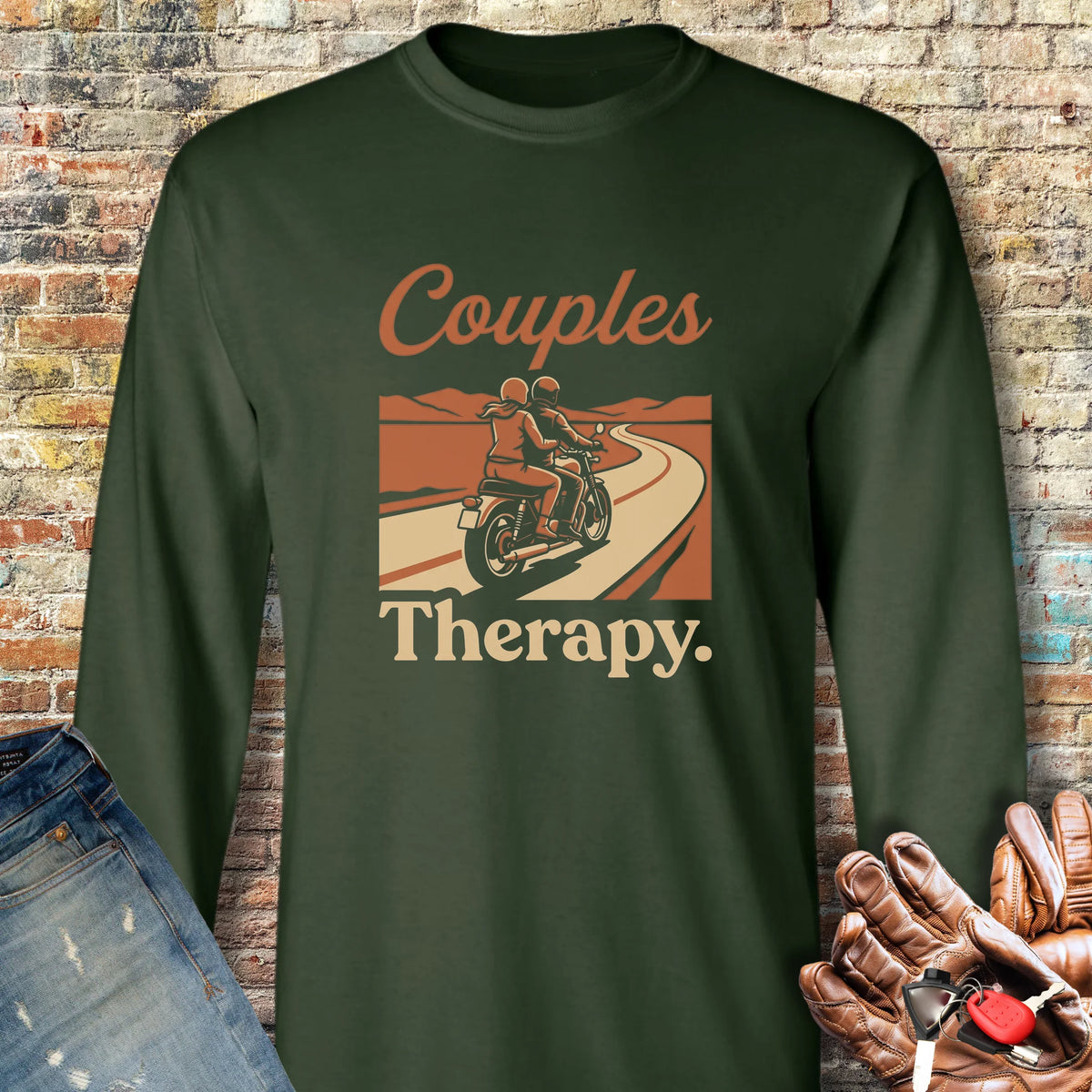 Couples Long Sleeve T-Shirt - Forest Green