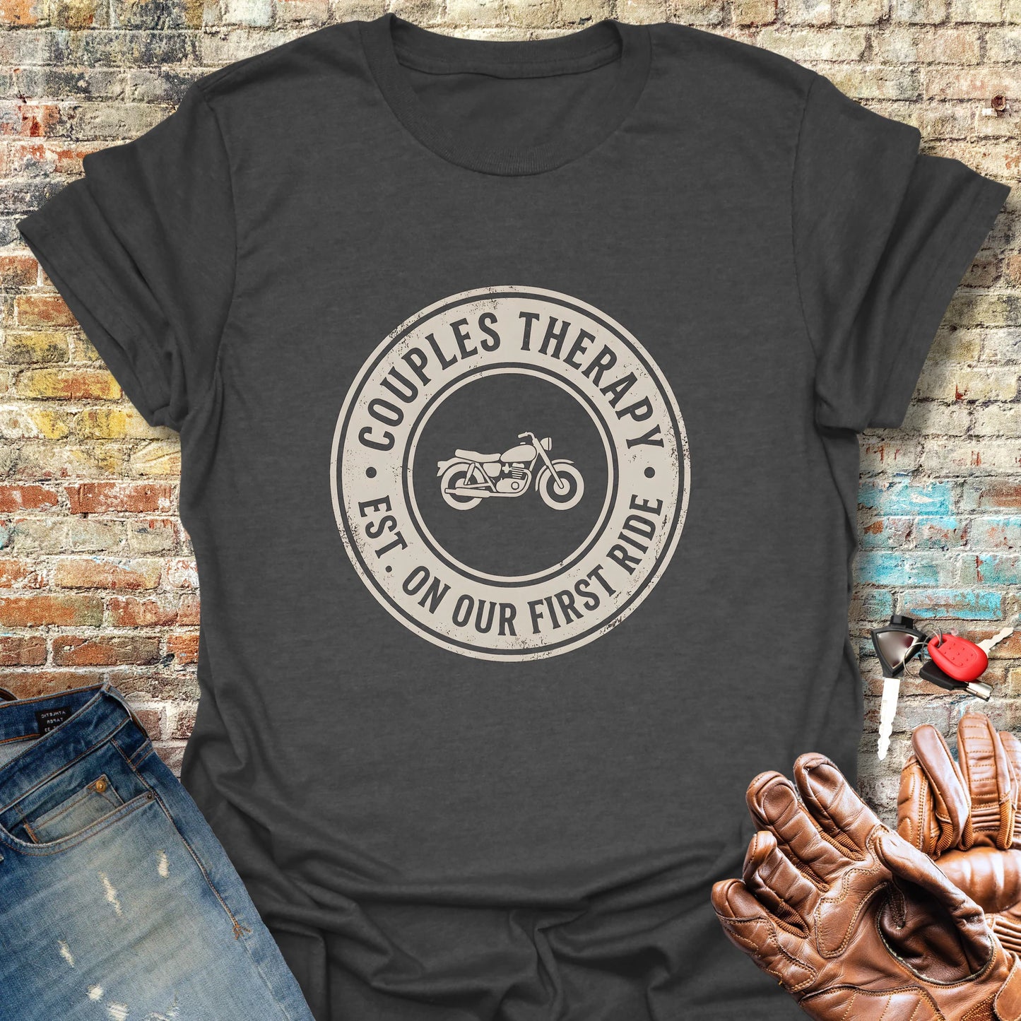Couples Therapy Badge T-Shirt - Dark Heather