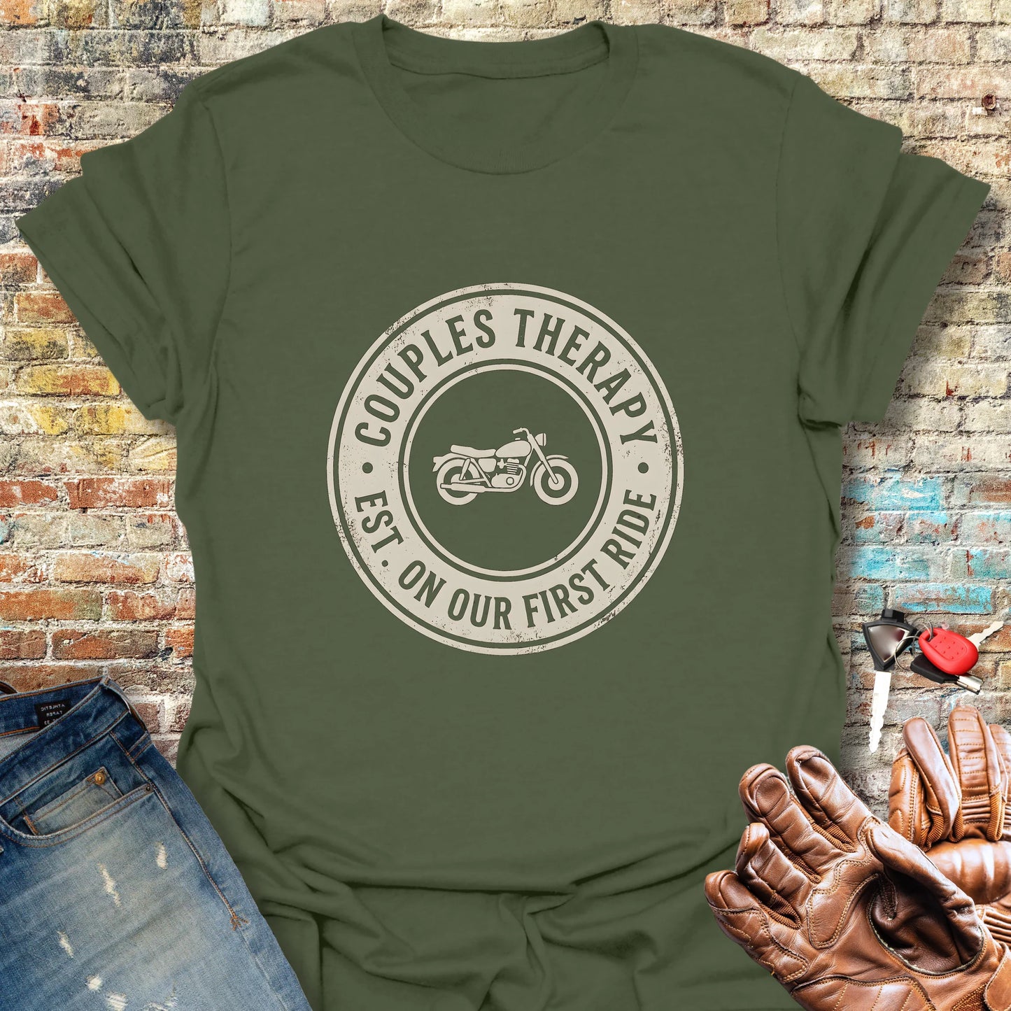 Couples Therapy Badge T-Shirt - Military Green