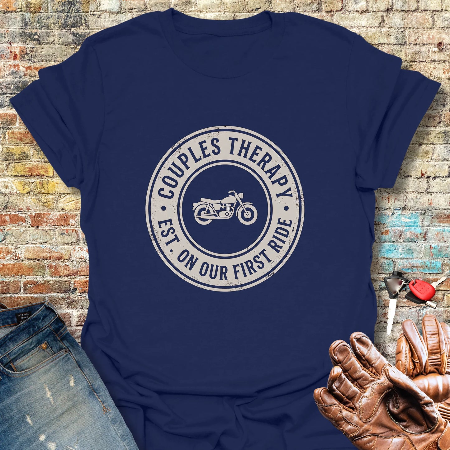 Couples Therapy Badge T-Shirt - Navy
