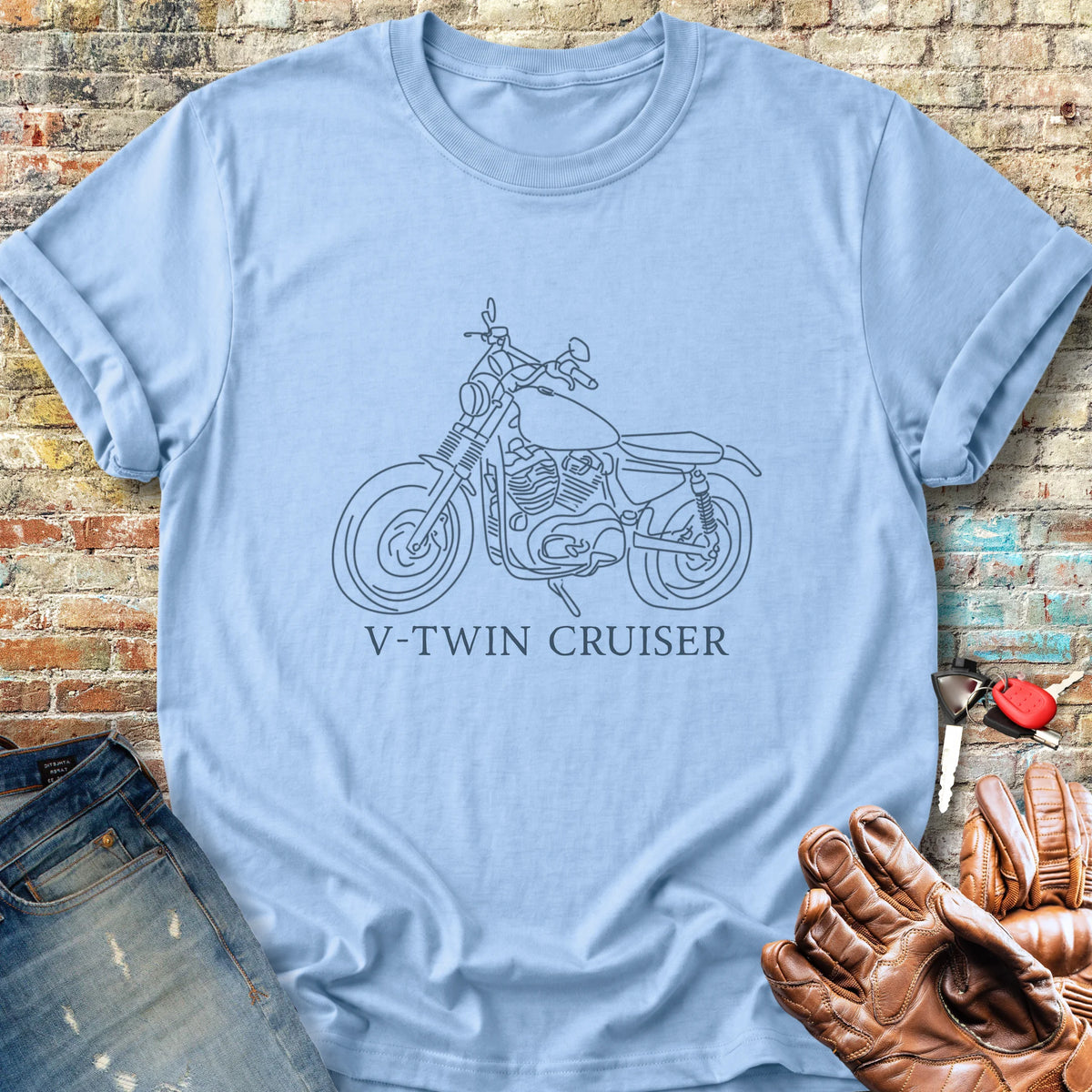 Cruiser Line Art Classic T-Shirt - Light Blue