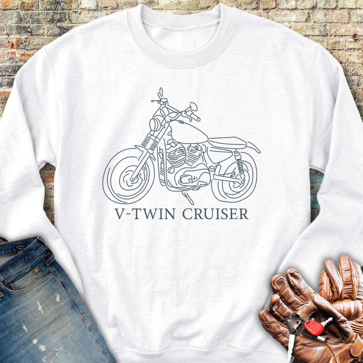 Cruiser Line Art Sweatshirt - White