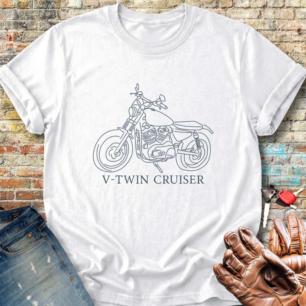 Cruiser Line Art Classic T-Shirt - White