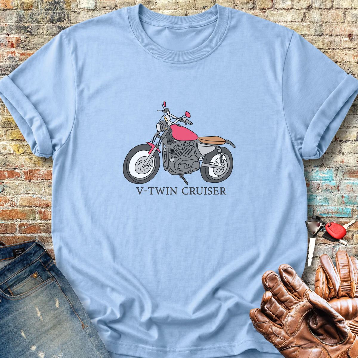 Cruiser Line Art (Colour) Classic T-Shirt - Light Blue