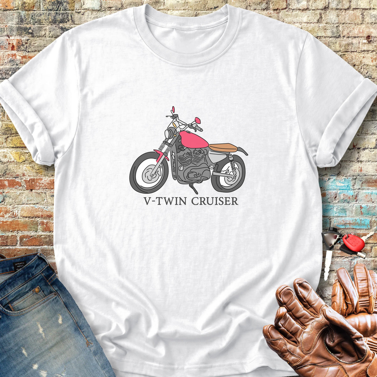 Cruiser Line Art (Colour) Classic T-Shirt - White