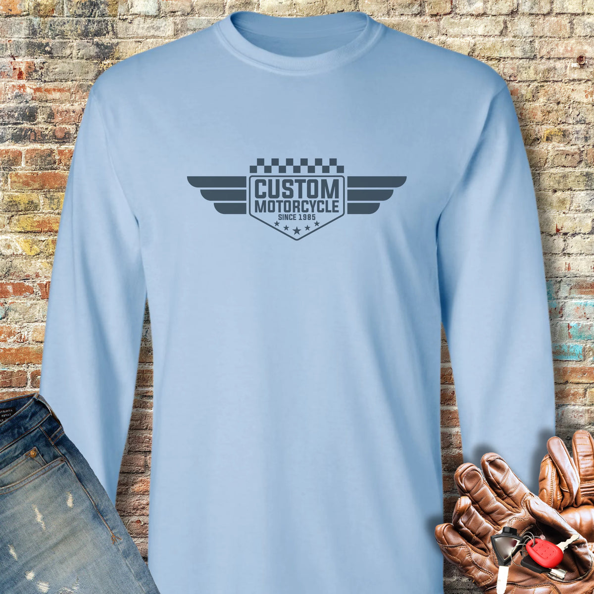Custom 1985 Long Sleeve T-Shirt - Light Blue