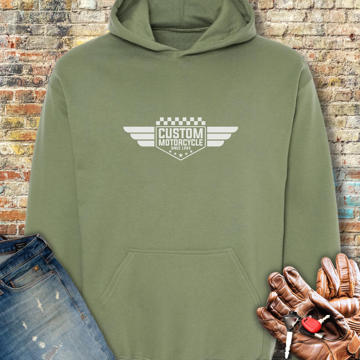 Custom 1985 Hoodie - Military Green