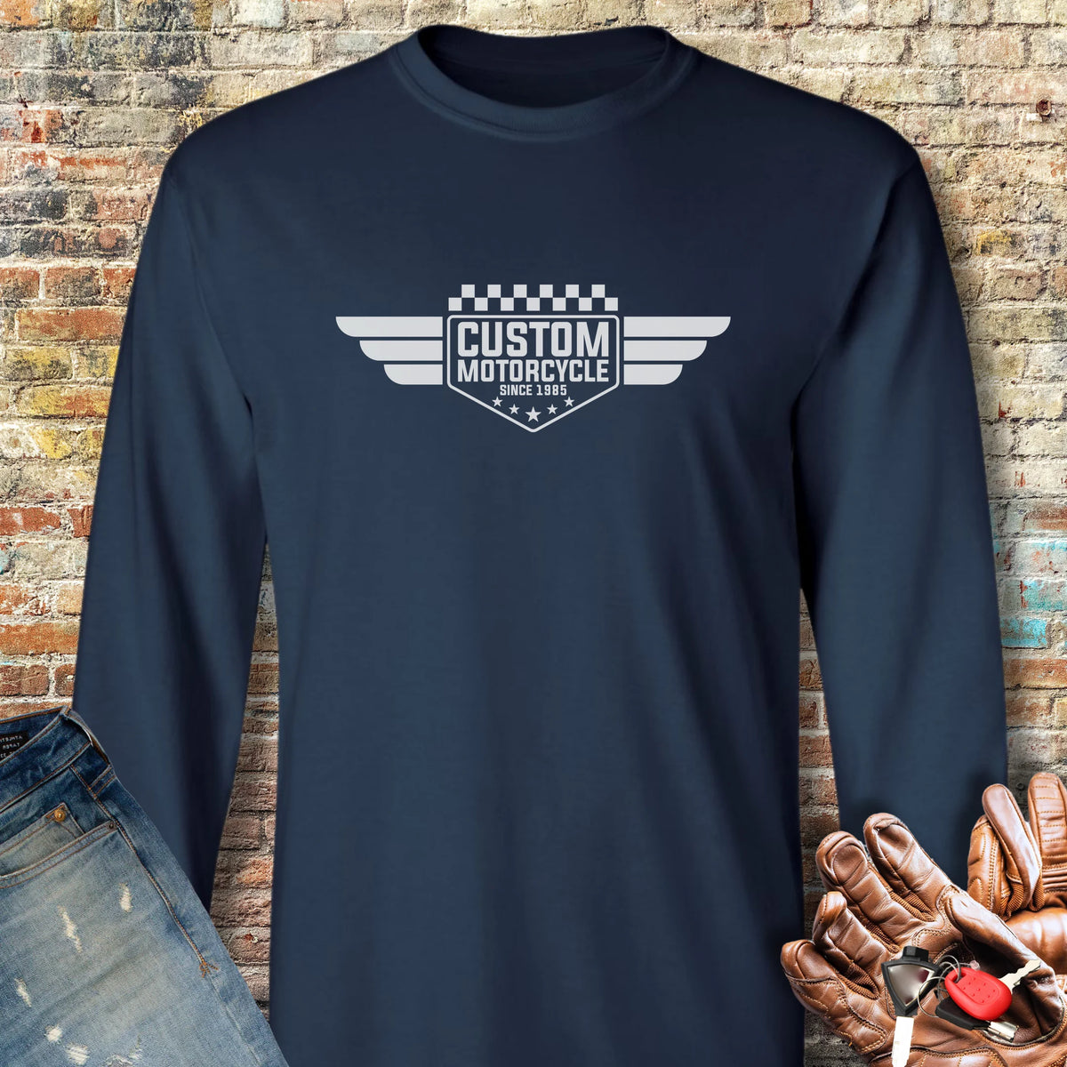 Custom 1985 Long Sleeve T-Shirt - Navy