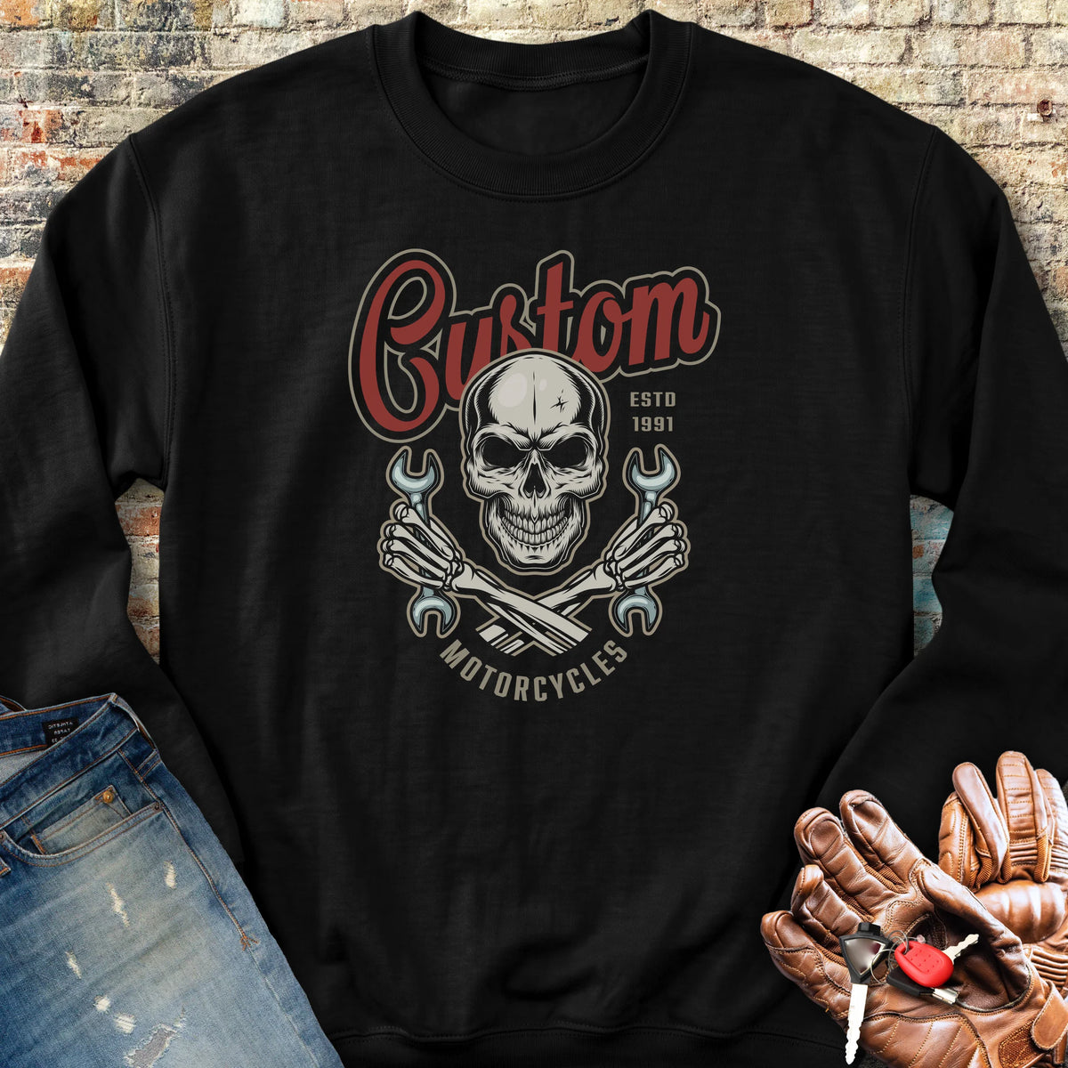 Custom Motorcycles Sweatshirt - Black