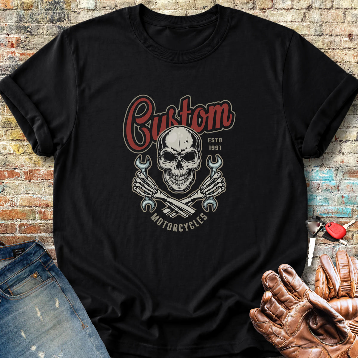 Custom Motorcycles Classic T-Shirt - Black