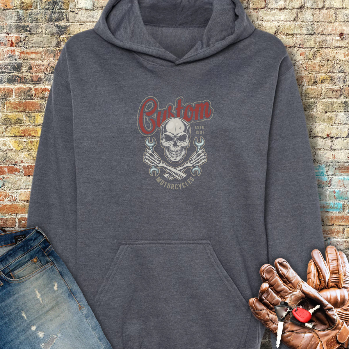 Custom Motorcycles Hoodie - Dark Heather