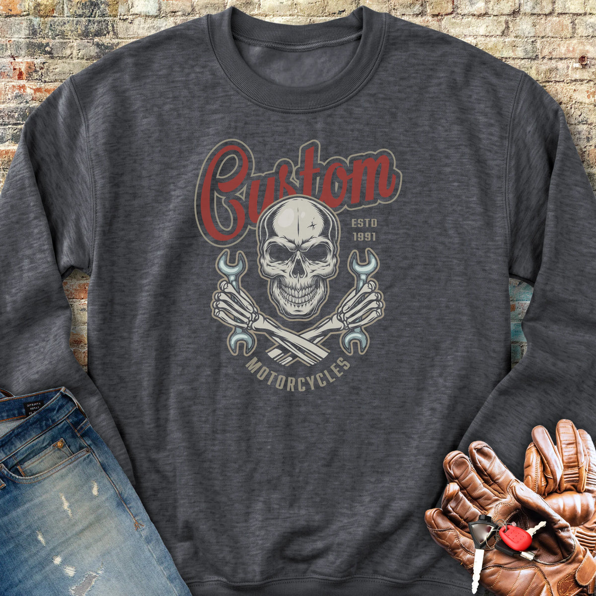 Custom Motorcycles Sweatshirt - Dark Heather